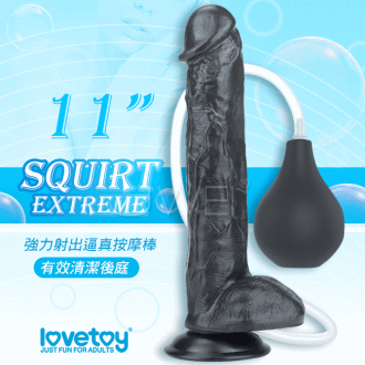 【Lovetoy原廠貨】Squirt Extreme Dildo 大容量強力射精吸盤式擬真老二按摩棒-11吋(黑色)#B211307